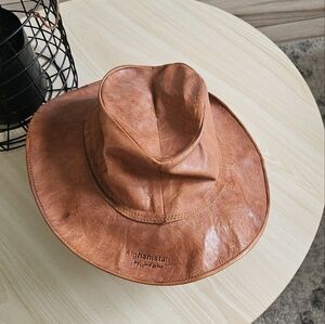 Afghanistan Men's Genuine Brown Leather Hat.